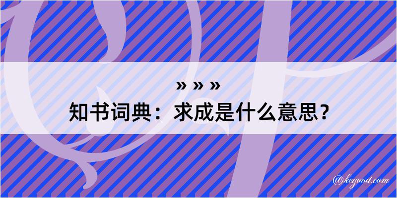 知书词典：求成是什么意思？