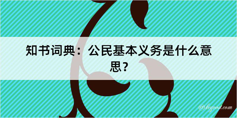 知书词典：公民基本义务是什么意思？