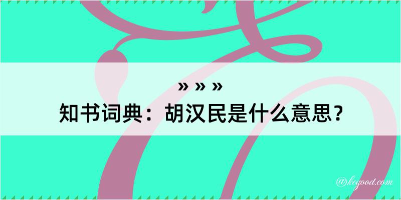 知书词典：胡汉民是什么意思？