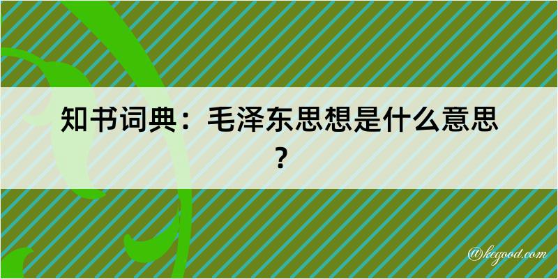 知书词典：毛泽东思想是什么意思？