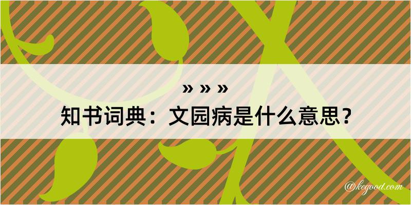 知书词典：文园病是什么意思？