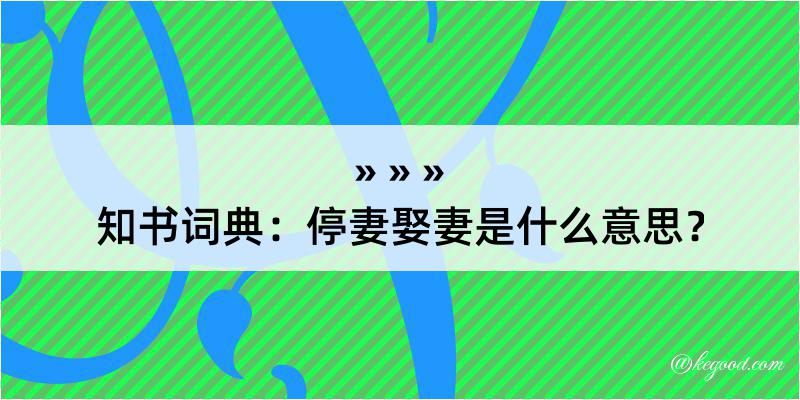 知书词典：停妻娶妻是什么意思？