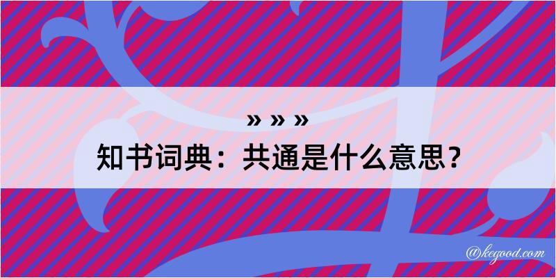 知书词典：共通是什么意思？