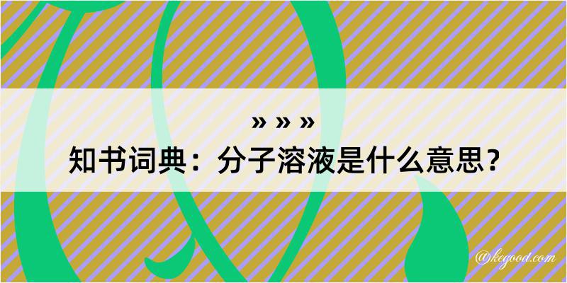 知书词典：分子溶液是什么意思？