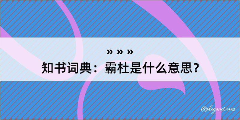 知书词典：霸杜是什么意思？