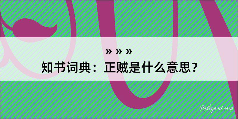 知书词典：正贼是什么意思？