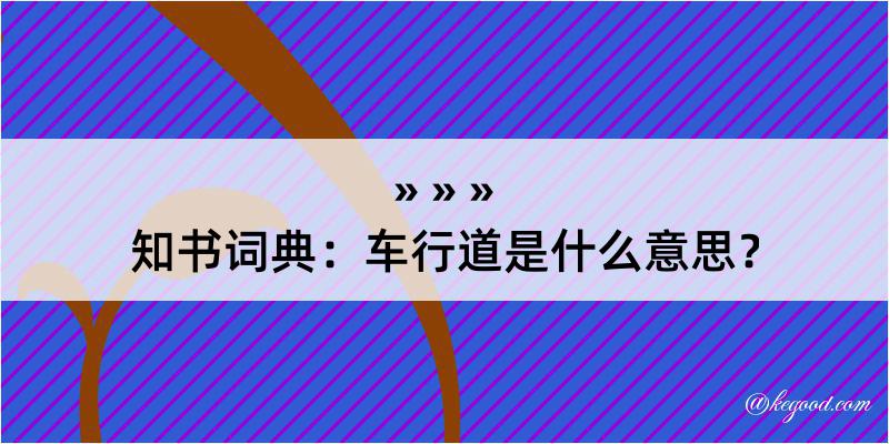 知书词典：车行道是什么意思？