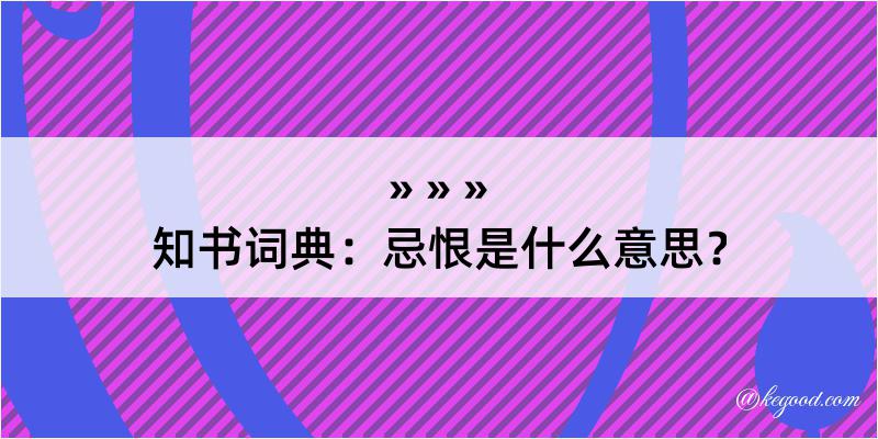 知书词典：忌恨是什么意思？