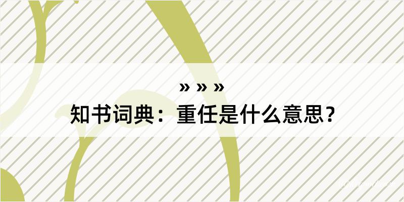 知书词典：重任是什么意思？