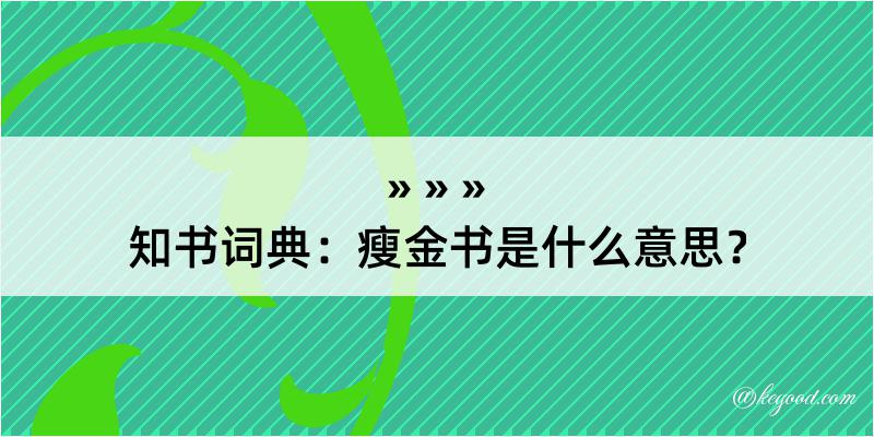 知书词典：瘦金书是什么意思？