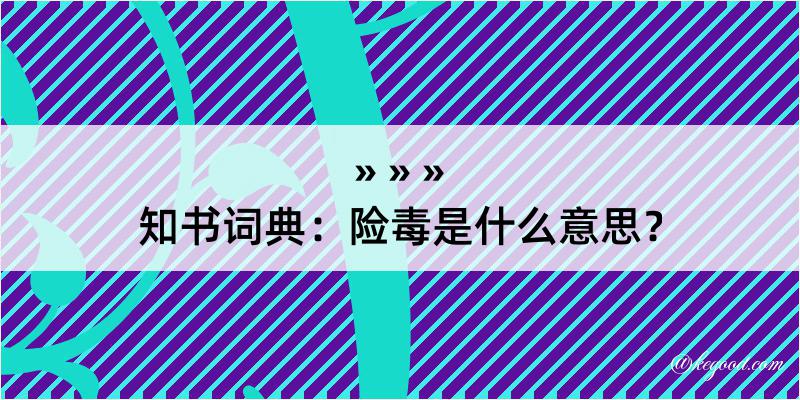 知书词典：险毒是什么意思？