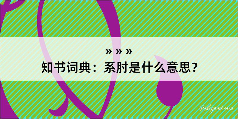 知书词典：系肘是什么意思？