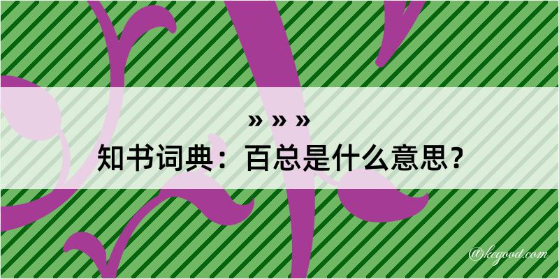 知书词典：百总是什么意思？