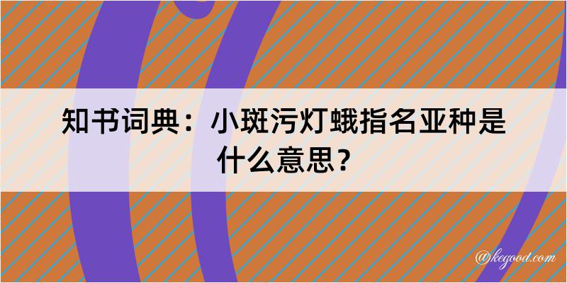 知书词典：小斑污灯蛾指名亚种是什么意思？