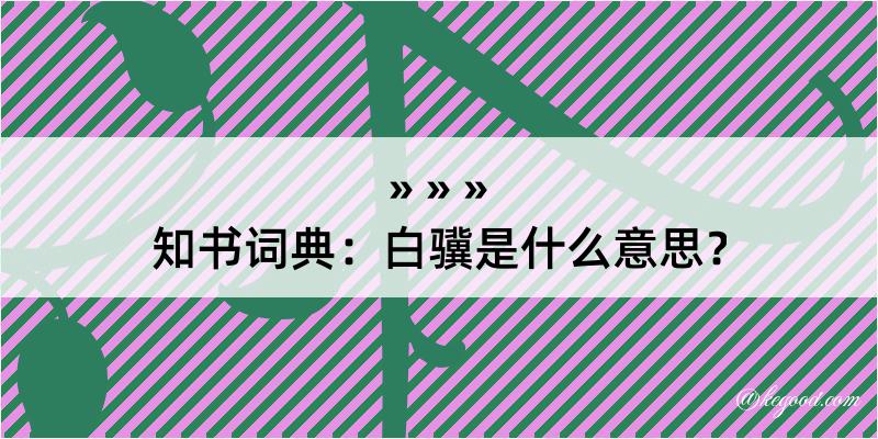 知书词典：白骥是什么意思？