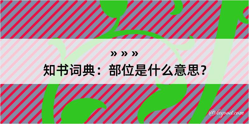 知书词典：部位是什么意思？