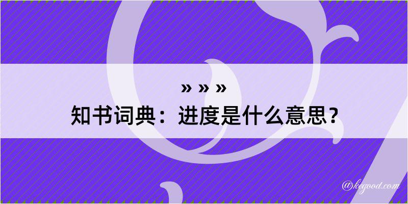 知书词典：进度是什么意思？