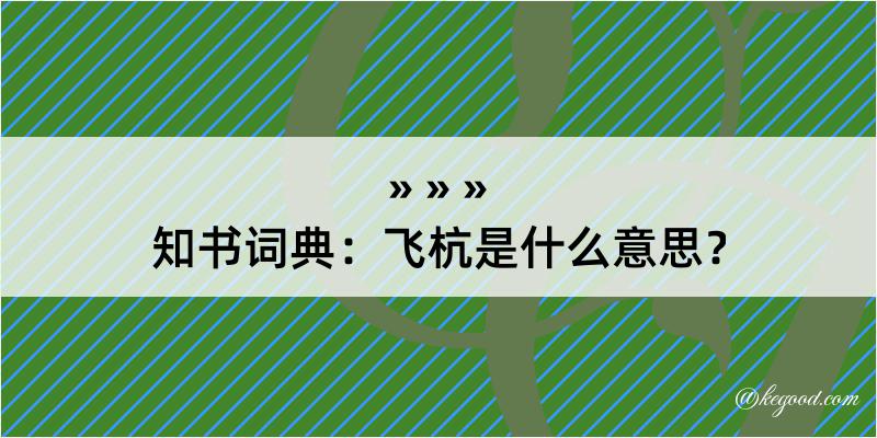 知书词典：飞杭是什么意思？