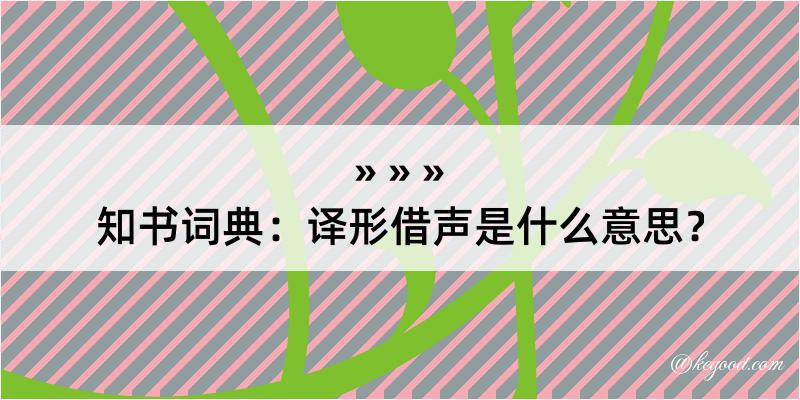 知书词典：译形借声是什么意思？