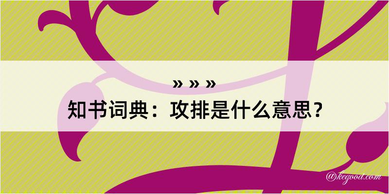 知书词典：攻排是什么意思？