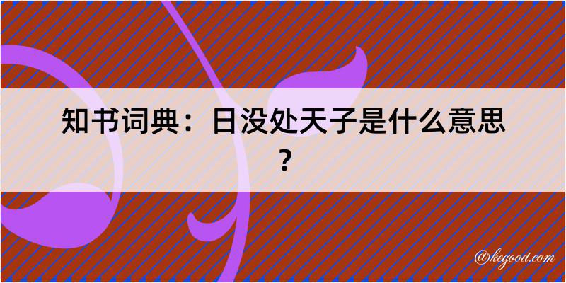 知书词典：日没处天子是什么意思？