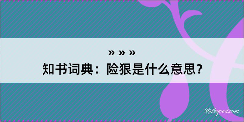 知书词典：险狠是什么意思？