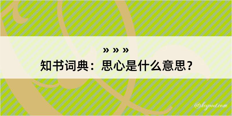 知书词典：思心是什么意思？