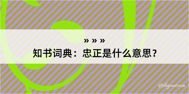 知书词典：忠正是什么意思？