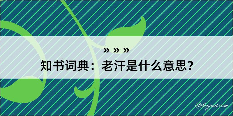 知书词典：老汗是什么意思？