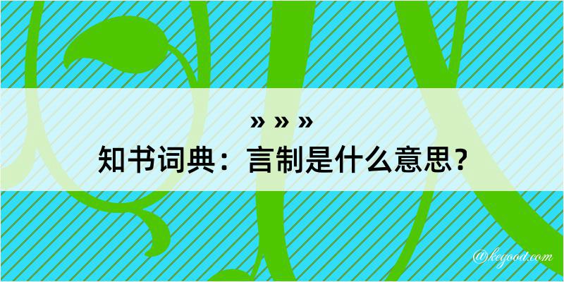 知书词典：言制是什么意思？