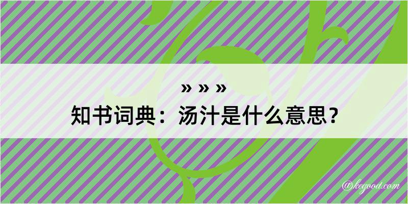 知书词典：汤汁是什么意思？