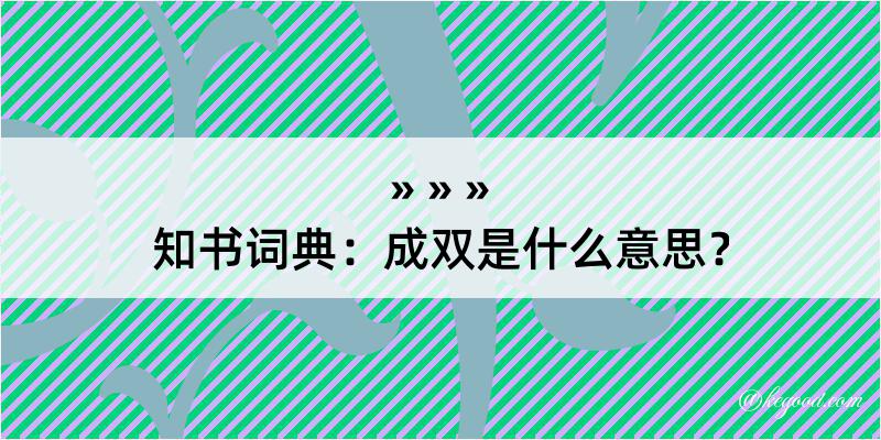 知书词典：成双是什么意思？