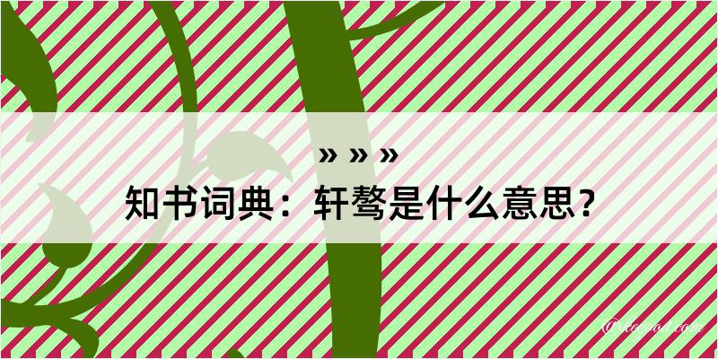 知书词典：轩骜是什么意思？