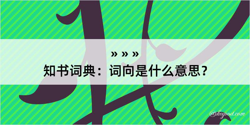 知书词典：词向是什么意思？