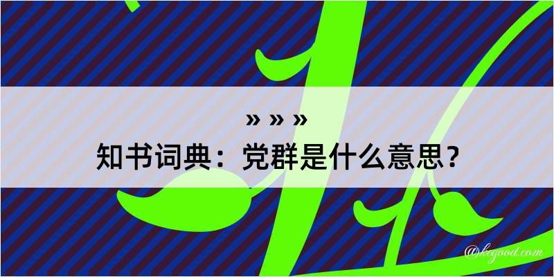 知书词典：党群是什么意思？