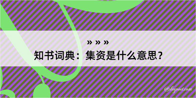 知书词典：集资是什么意思？