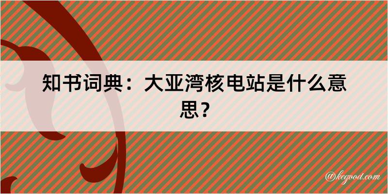 知书词典：大亚湾核电站是什么意思？