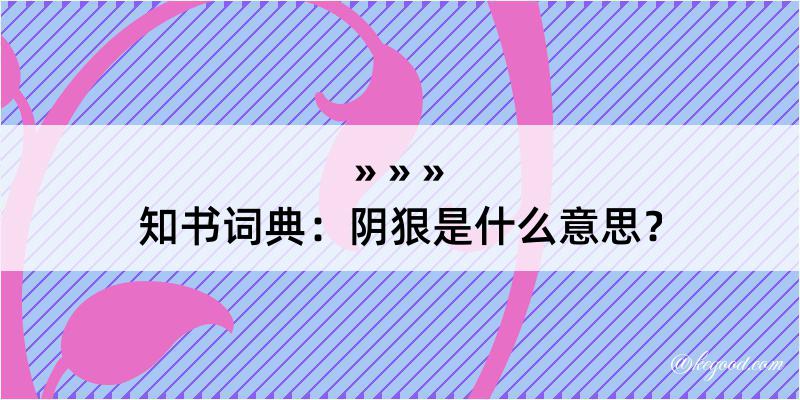 知书词典：阴狠是什么意思？