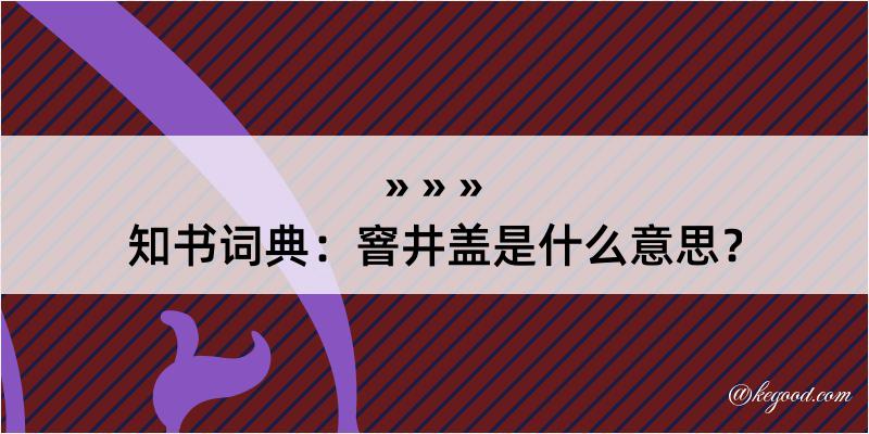 知书词典：窨井盖是什么意思？