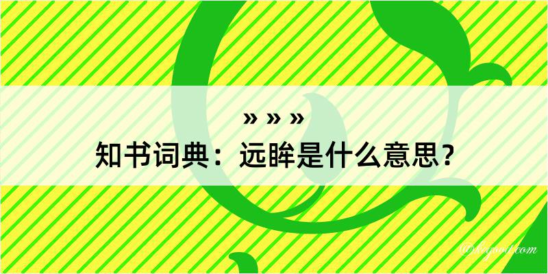 知书词典：远眸是什么意思？