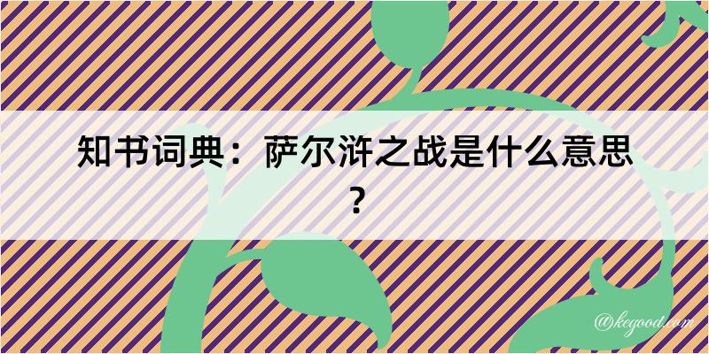 知书词典：萨尔浒之战是什么意思？