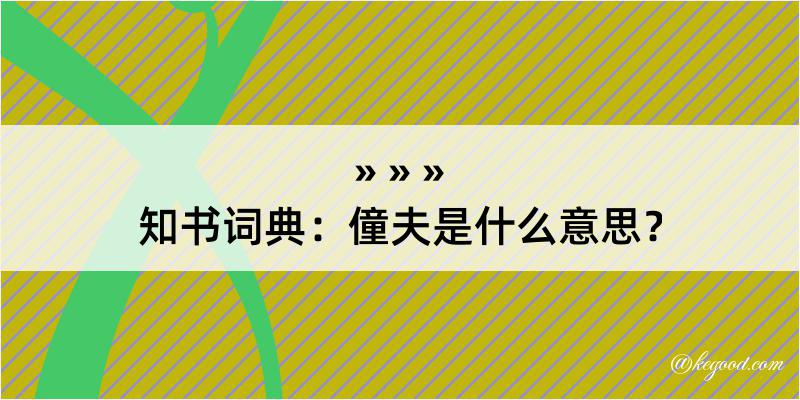 知书词典：僮夫是什么意思？