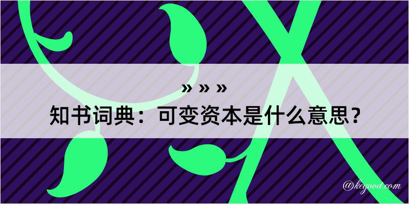 知书词典：可变资本是什么意思？