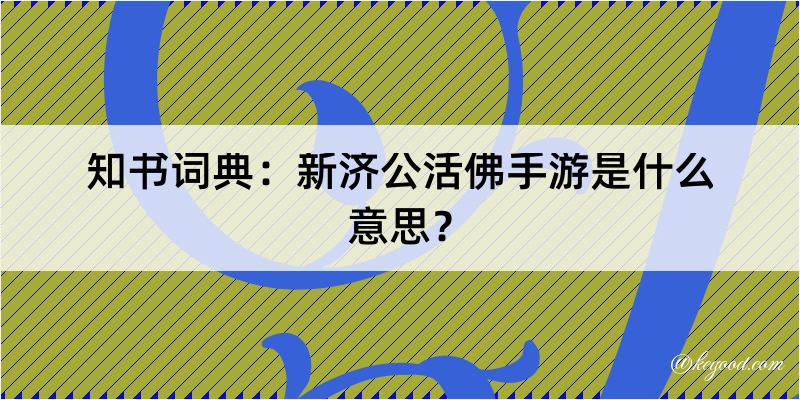 知书词典：新济公活佛手游是什么意思？