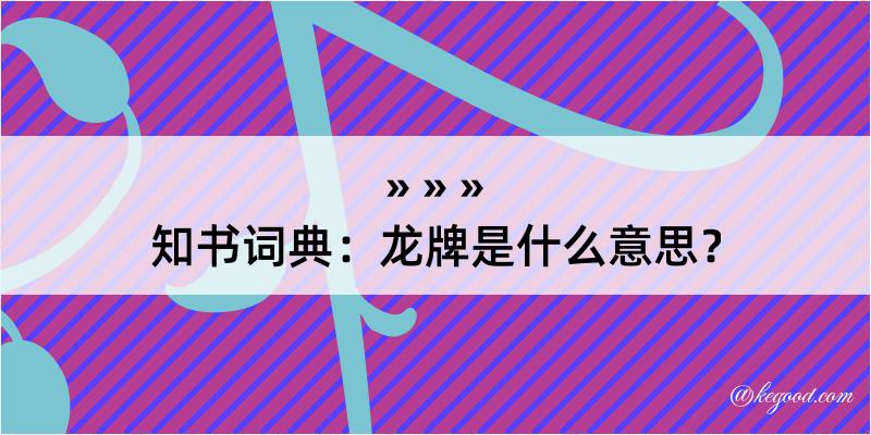 知书词典：龙牌是什么意思？