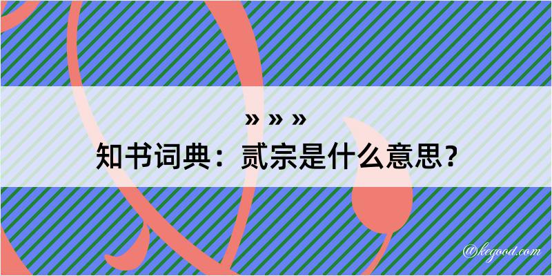 知书词典：贰宗是什么意思？