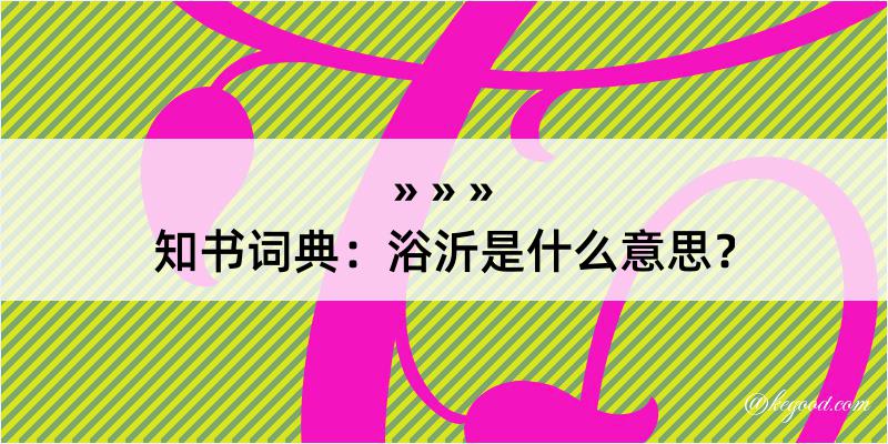 知书词典：浴沂是什么意思？