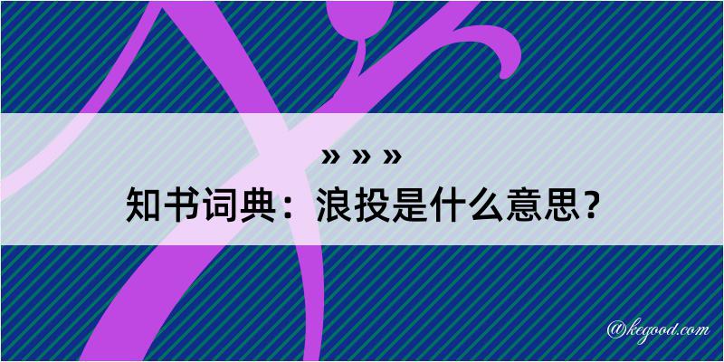 知书词典：浪投是什么意思？