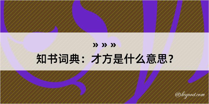 知书词典：才方是什么意思？