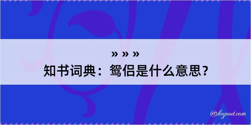 知书词典：鸳侣是什么意思？